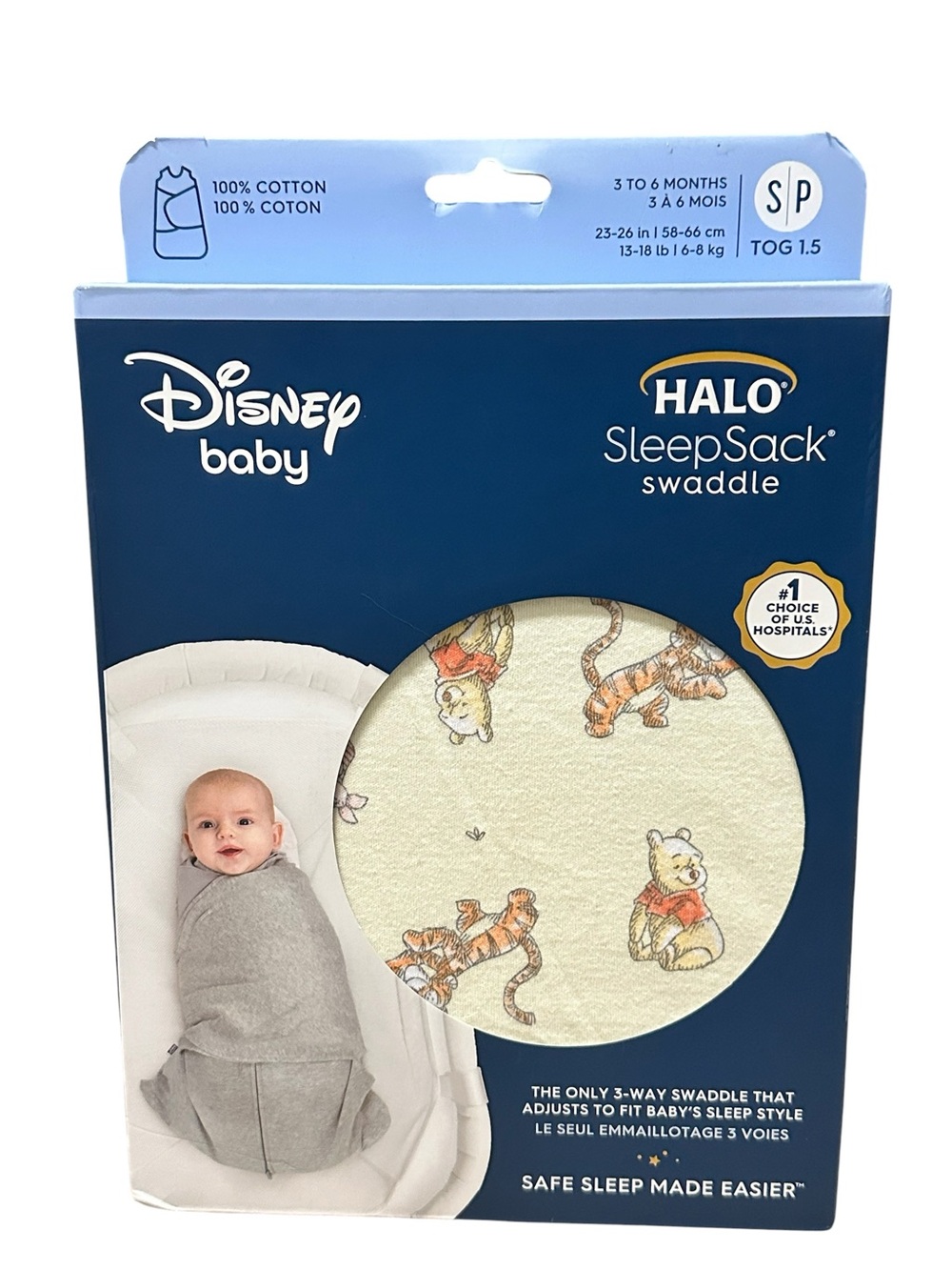 Halo Disney Baby SleepSack Swaddle Winnie the Pooh Print Cream and Orange